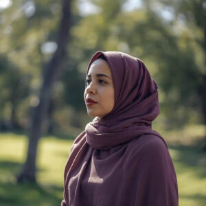 ilhan omar in a maroon hijab, perfect for showcasing the breathable and comfortable qualities of Crepe hijab fabrics, ideal for hot climates.