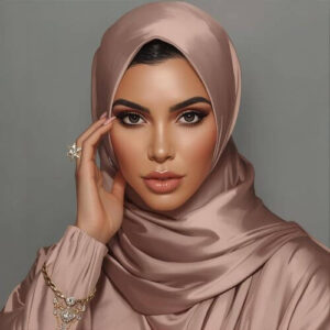 Kim Kardashian wearing satin hijab
