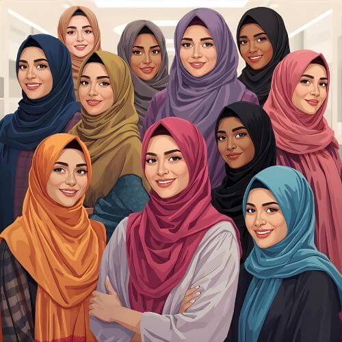 A community-driven image showing diverse women wearing various hijab styles. Celebrate modesty and style with Hoor Hijab n Abayas, featuring real-life inspiration.